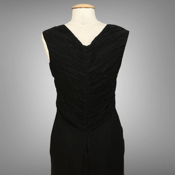 VTG Robbie Bee Womens Dress 6 Black Silk Satin Lined Chiffon Whimsigoth Fairy - Picture 6 of 15